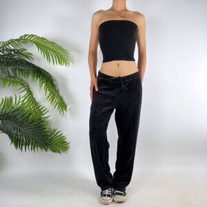 Vintage Y2K Navy Velour Sporty Low Rise Casual Baggy Lounge Track Pants / Small